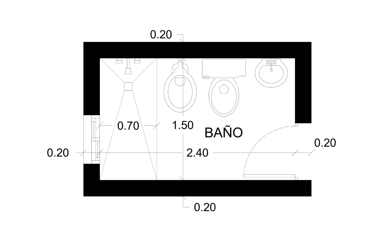 Imagen de plano de baño de 1.5m x 2.4m