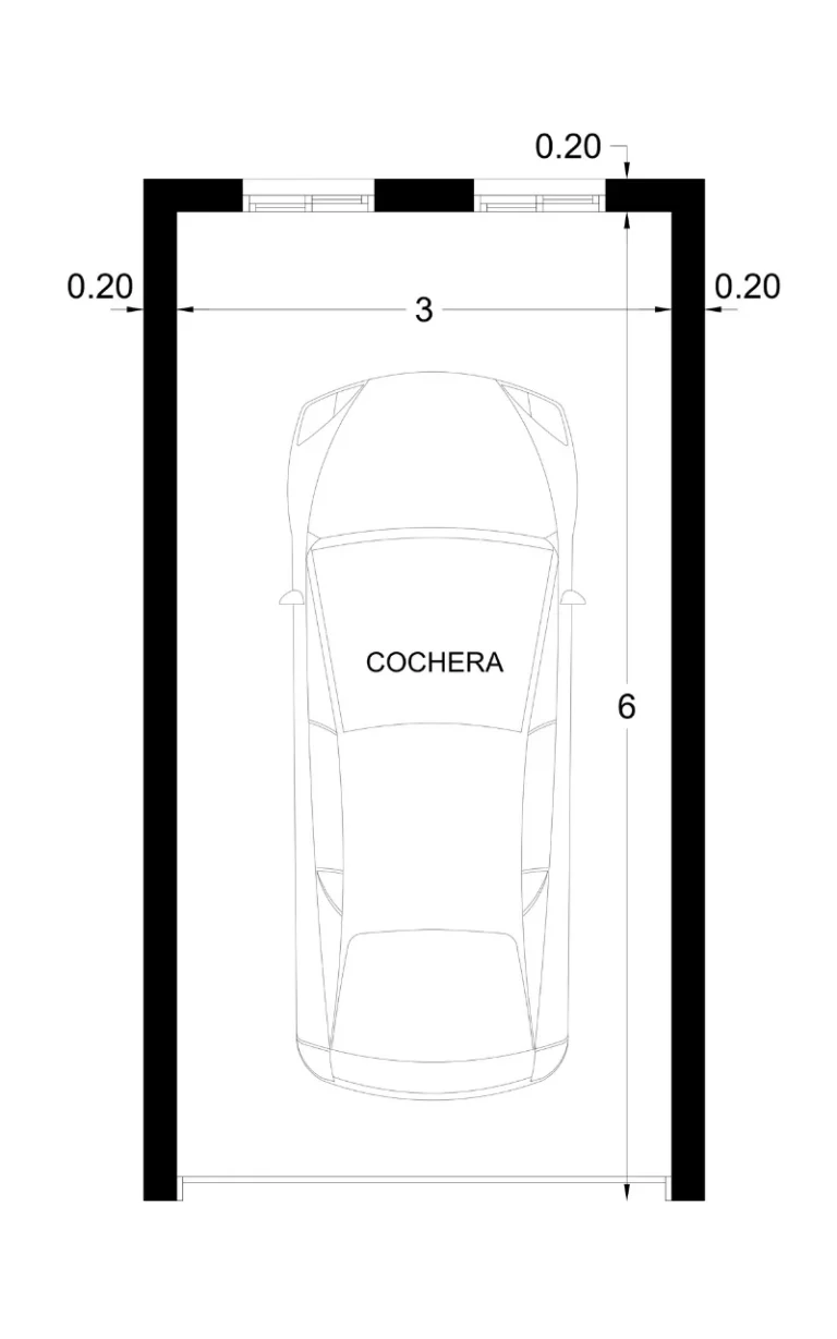 PLANO DE COCHERA PARA 1 AUTO - Imagen destacada