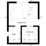 PLANO DE DORMITORIO CON BAÑO Y VESTIDOR - Imagen destacada
