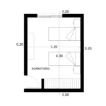 PLANO DE DORMITORIO DE 3.20m x 4.30m - Imagen destacada