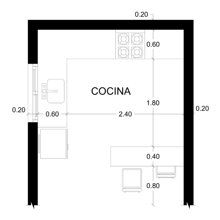 PLANO DE COCINA CON DESAYUNADOR - Imagen destacada