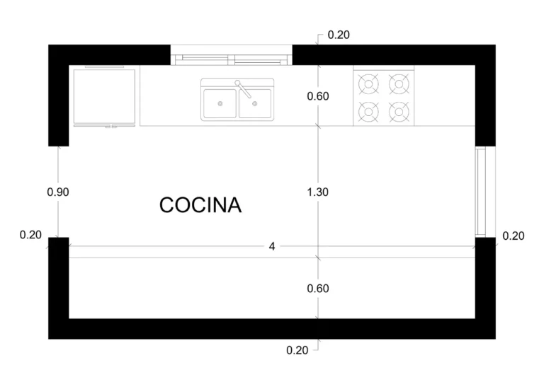 PLANO DE COCINA DE 2.50m x 4m - Imagen destacada