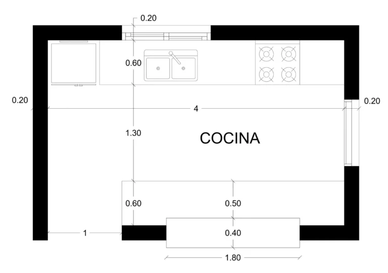 PLANO DE COCINA DE 2.50m x 4m - Imagen destacada