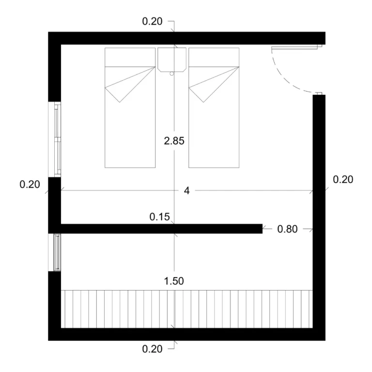 PLANO DE DORMITORIO CON VESTIDOR 1 - Imagen destacada