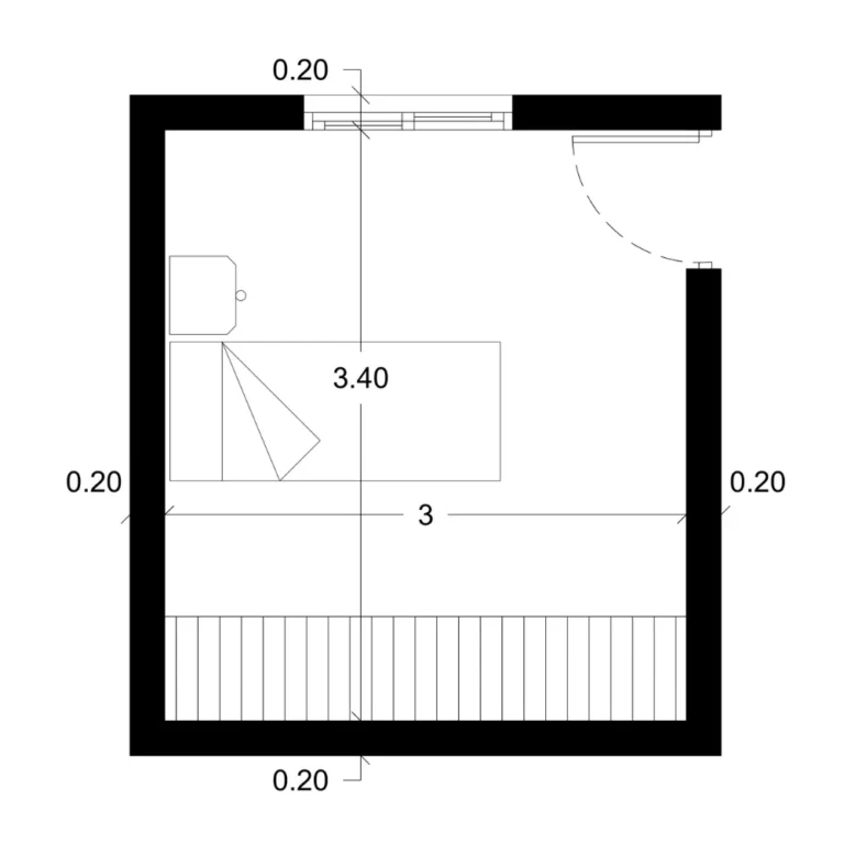 PLANO DE DORMITORIO DE 3m x 3.40m - Imagen destacada